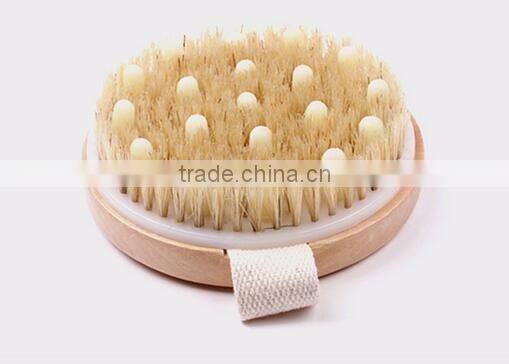 cy301 Extra Long Curved Handle Wooden Back & Bath Brush with Natural Bristle and massage