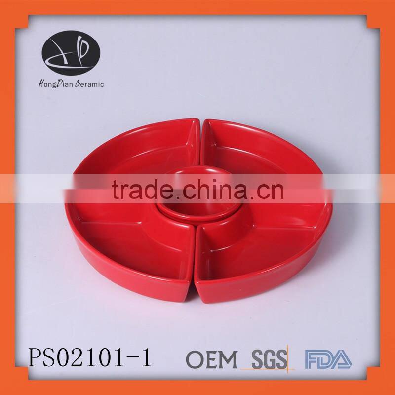 Serving Bowls 6 Porcelain White Set Dish Party Turntable Snacks Tray Wood NEW,multi-function candy plate