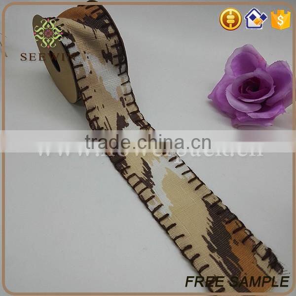 hign quality linen custom printed ribbon
