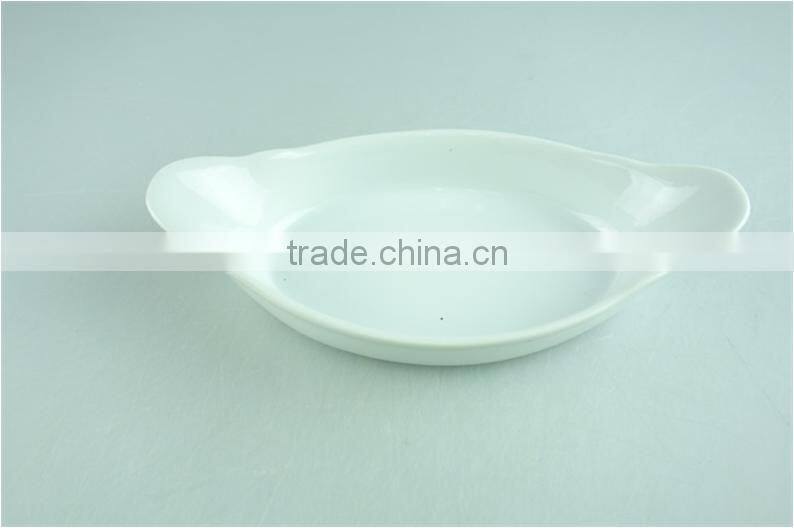 stocklot cheap Handle ceramic white ceramic oval bakeware