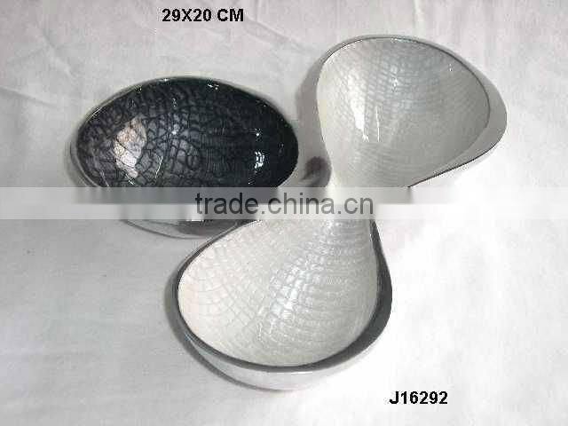 Emboss Cast aluminum bowl with green enamel bowl shape round other shapes also available