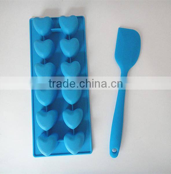 Hot sale 12 cups heart shape silicone ice cube tray