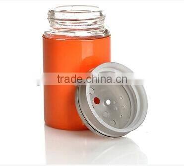 2016 zibo high quality colored coating mini plastic sleeves cylinder glass spice jar