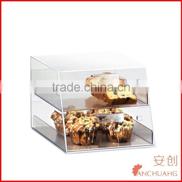 Two Tier Acrylic Display Case with Front Drawers bakery display case