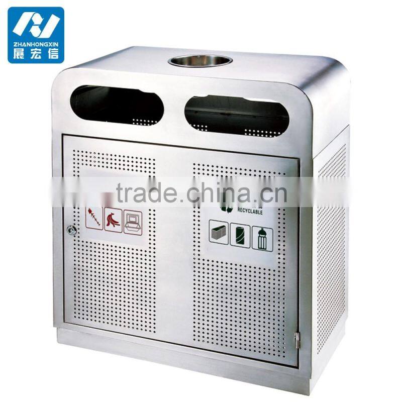 Outdoor large stainless steel trash bin