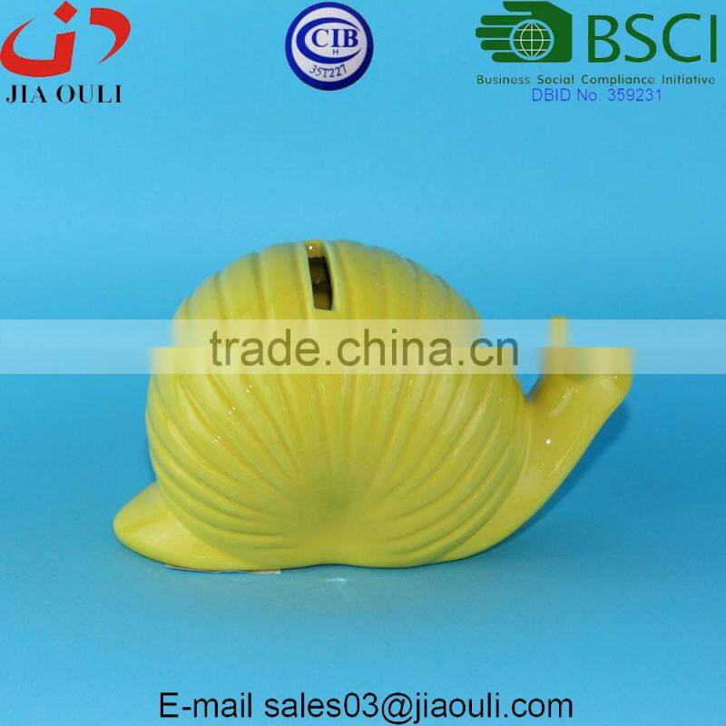 BSCI Audit Factory decorative ceramic Snail Coin Bank, kids gifts money box