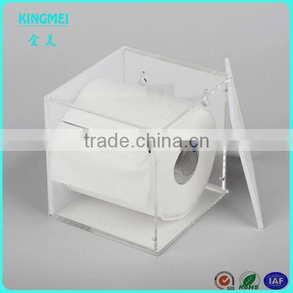 KINGMEI Hexagon Hang Acrylic Red Tissue Holder Box Cover Clear Plexiglass Tissue Box wholesale