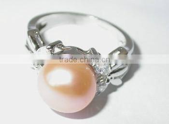 18K gold inlaid pearl ring lady gift orange pearl Tahitian Pearl Ring
