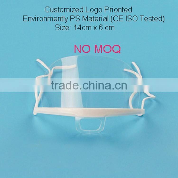 Widely used in hotel and restaurant smile antibacterial transparent clear plastic sanitary face mask for food service