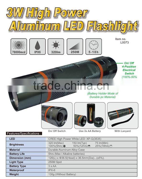 3W High Power Aluminum LED Flashlight
