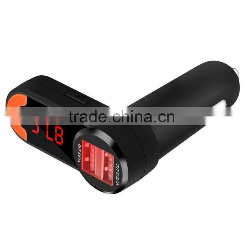 2016 hot mini LED Display Bluetooth handsfree Car FM Transmitter MP3 Player with USB Car Charger