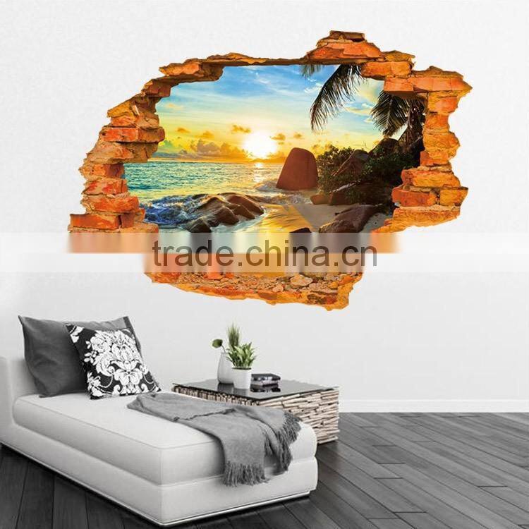 3D Removeable Beach And Sunshine Picture Wall Stickers Home Decor