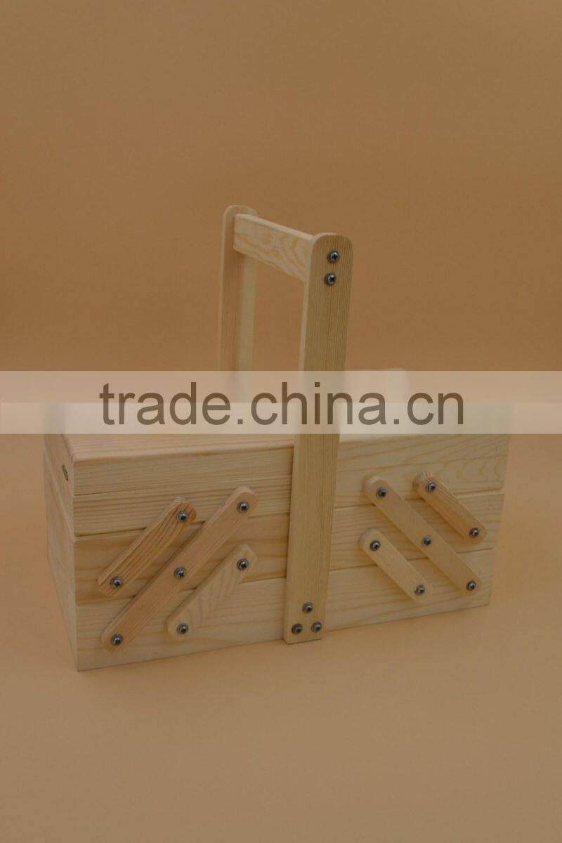 folding wooden sewing box