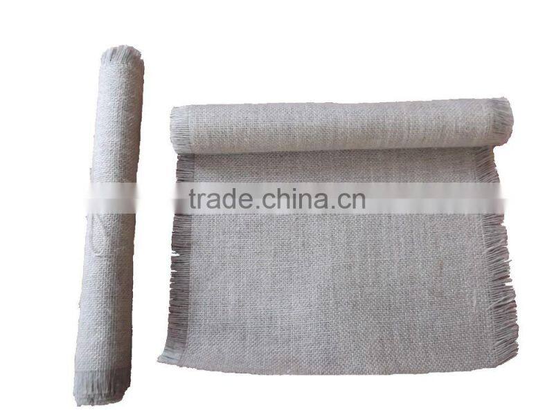 30cm*300cm natural burlap runner raw edge on small rolls