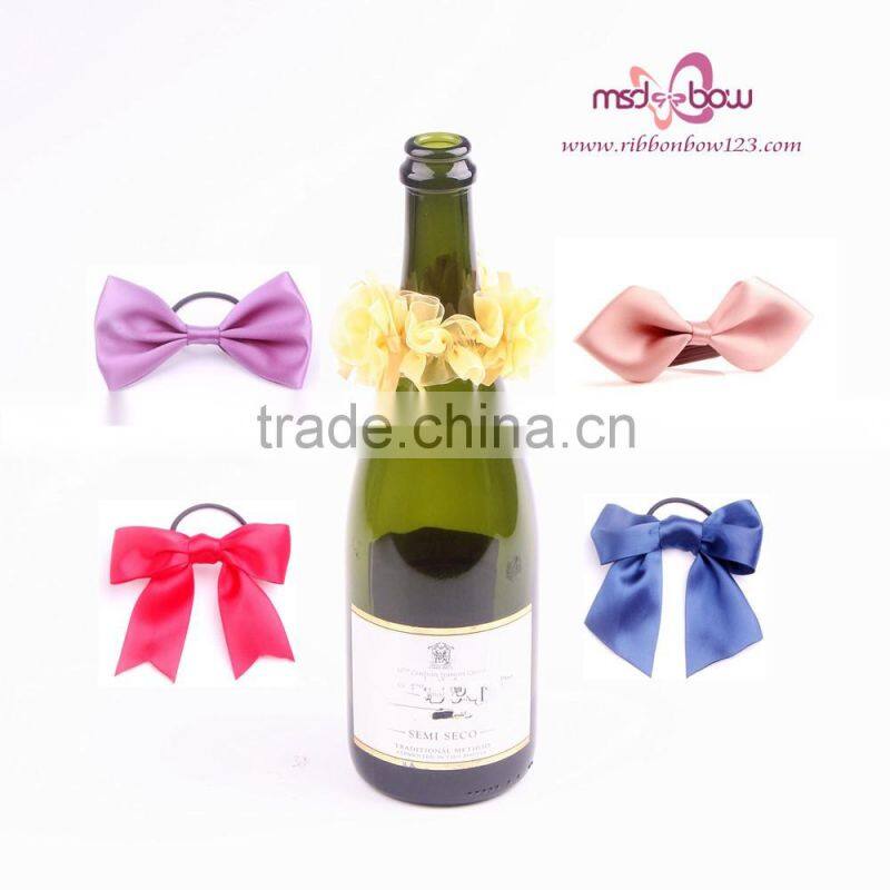 MSD Satin ribbon bows for wine bottle,perfume bottle,cosmetics bottle /ribbon bow with loop as gift bow/kids hair ribbon bows