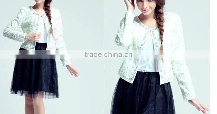 latest ladies quality coat white sheer wholesale factory organza coat