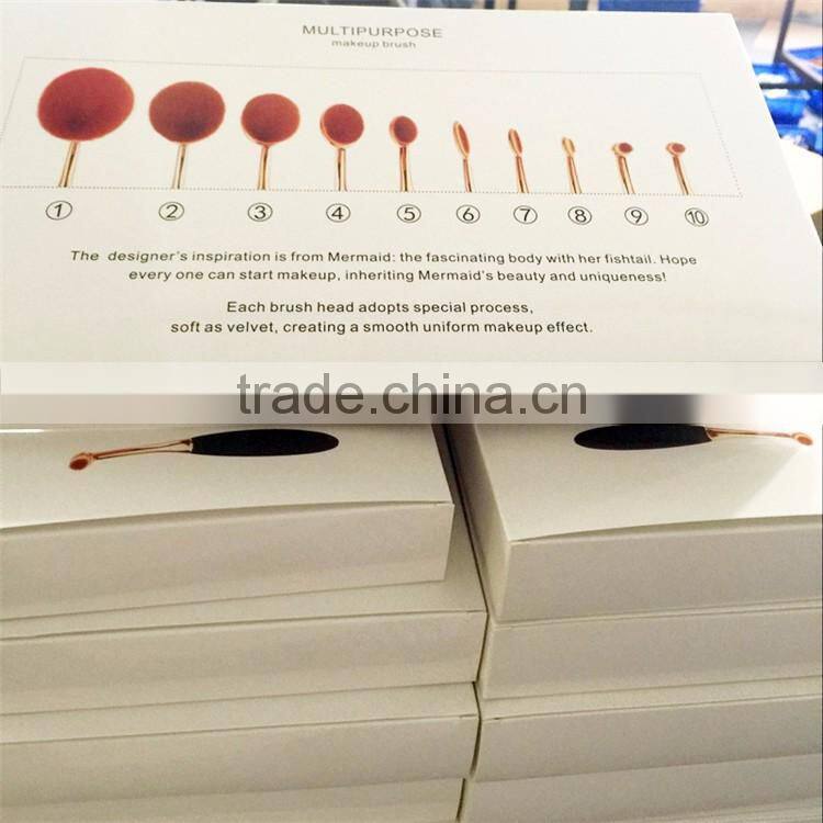 alibaba hot sell High Quality customized logo design 10pcs oval makeup brush