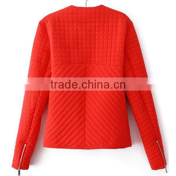 New design fashion golden zipper long sleeves high quality garment manufacturer wester and european down polyester jacket