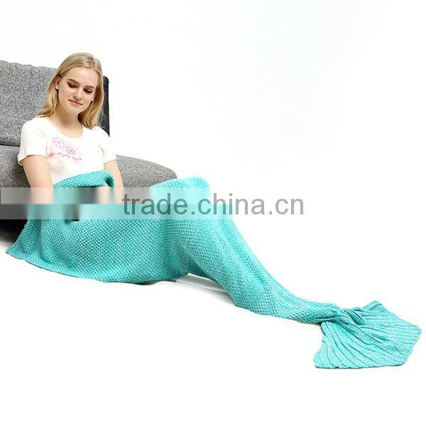 Factory Supplier knitted wool handmade mermaid blanket