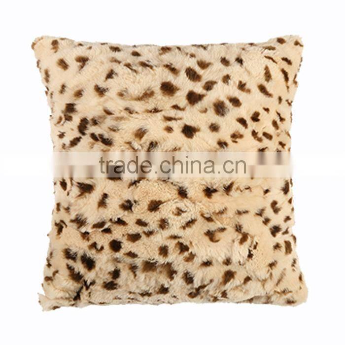 CX-D-100B Leopard Print Home Decoration Fashion Rabbit Fur Pillow Case