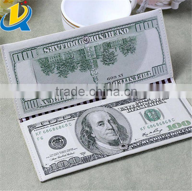 Banknotes shaped rectangle portable wholesale PU novelty wallets