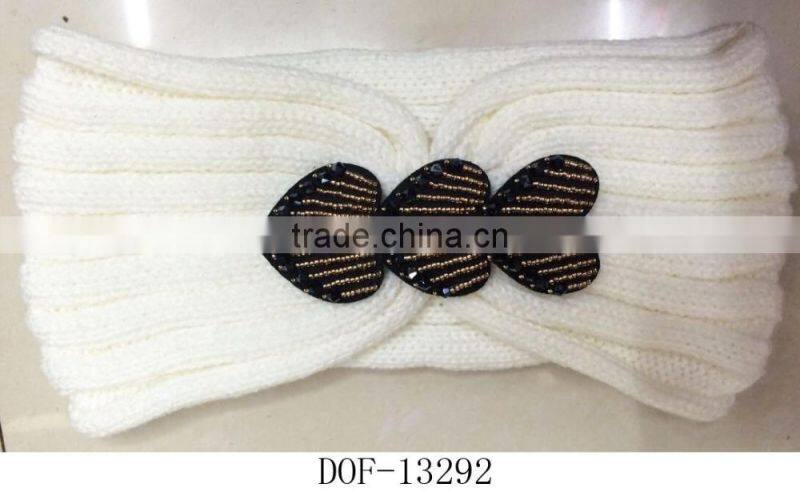 Fashion new designer crochet acrylic knitted winter headband with heart jewelry
