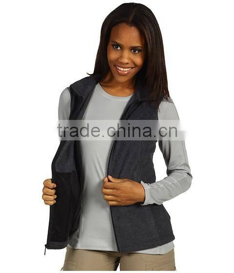 women sportwear comfortable spring vest sleeveless fleece sweatshirt with full zip