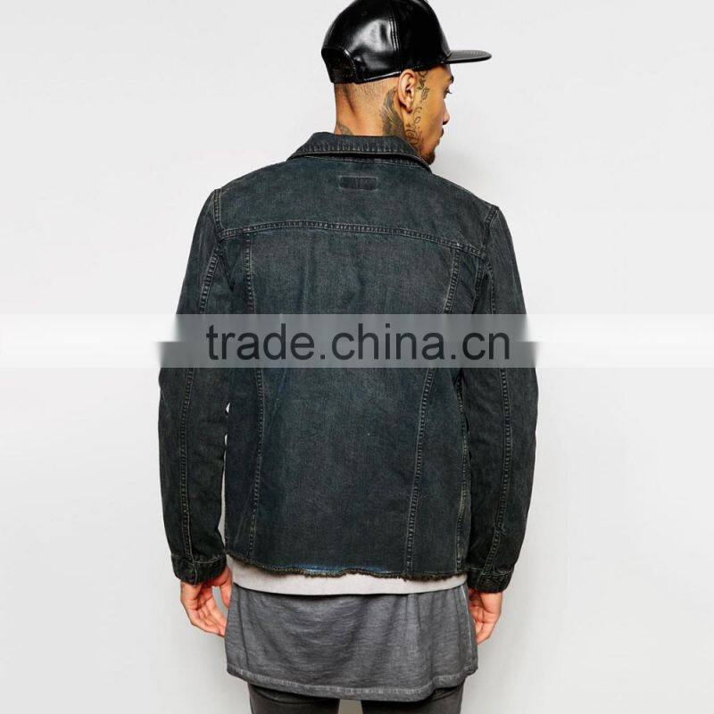 black plain wholesale denim jacket men custom cheap price