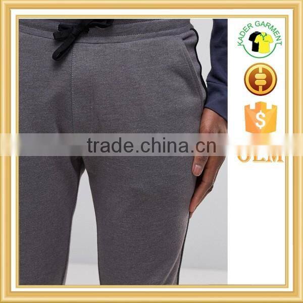 2016 trendy pants grey joggers in cotton plain sweatpants with stripe side