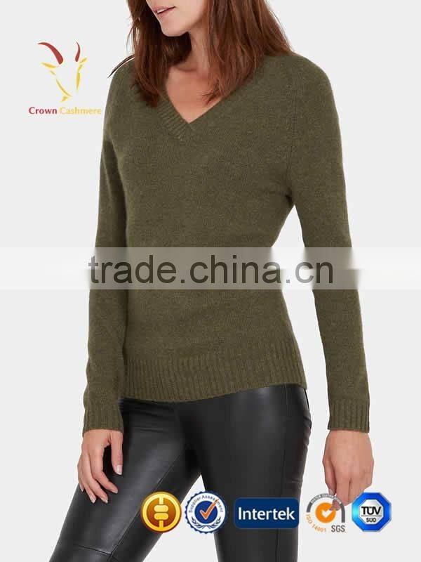 Women Cashmere V Neck Pullover Sweater Knitting Pattern