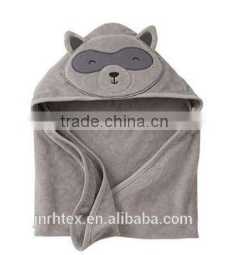 Eco-friendly applique terry bamboo hooded baby towel