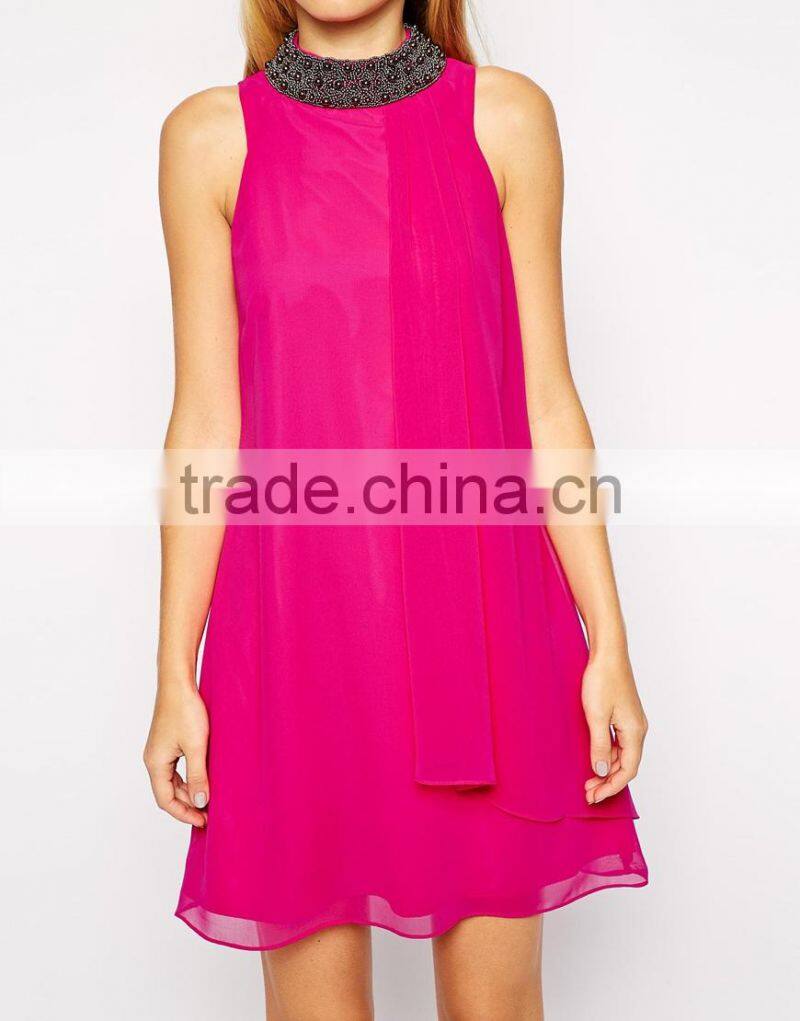Coast Lilo Swing Dress with Embellished Neckline