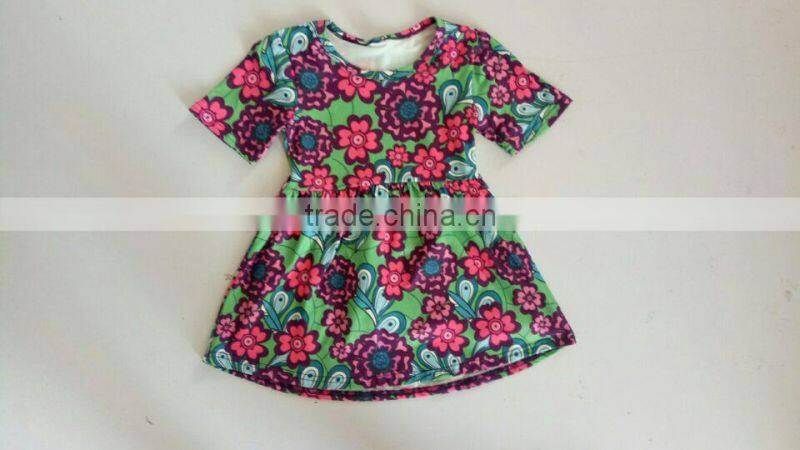 boutique girl flower print dress in summer new style baby frock designs