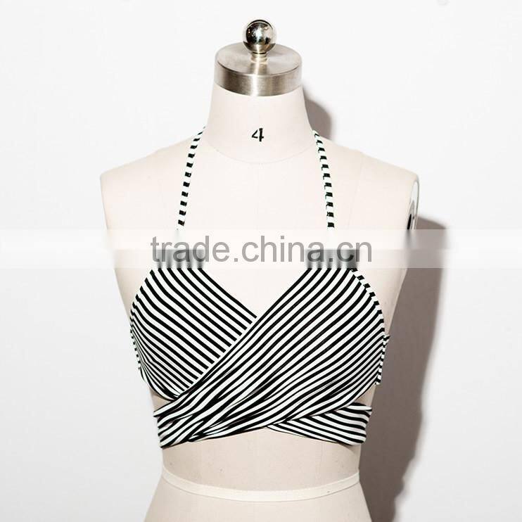 New Fashion Bra Top Ladies striped Halter Bra Top