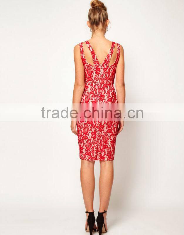 Pencil Dress In Bonded Lace