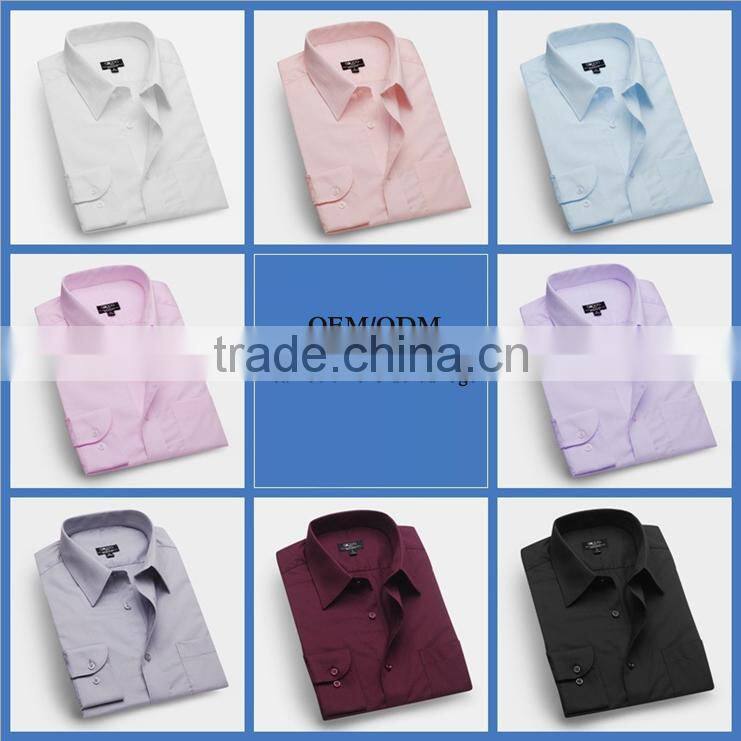 Yiwu shirt factory professional customise plain pattern 100% cotton dress shirt design with embriodery logo