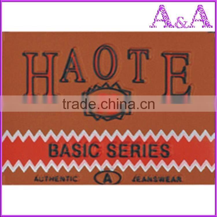 high end ink filled deboss embossed garment PU leather labels for jeans