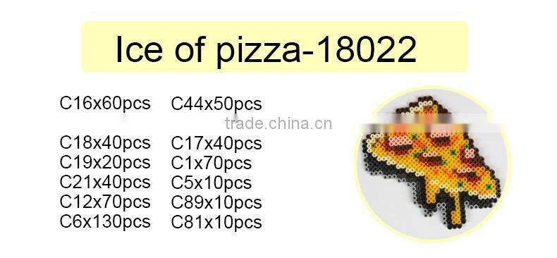 Diyfashion 5mm hama perler fuse beads the Slice of pizza set with puzzle iron paper and twezzer hama beads toys for kids 18022