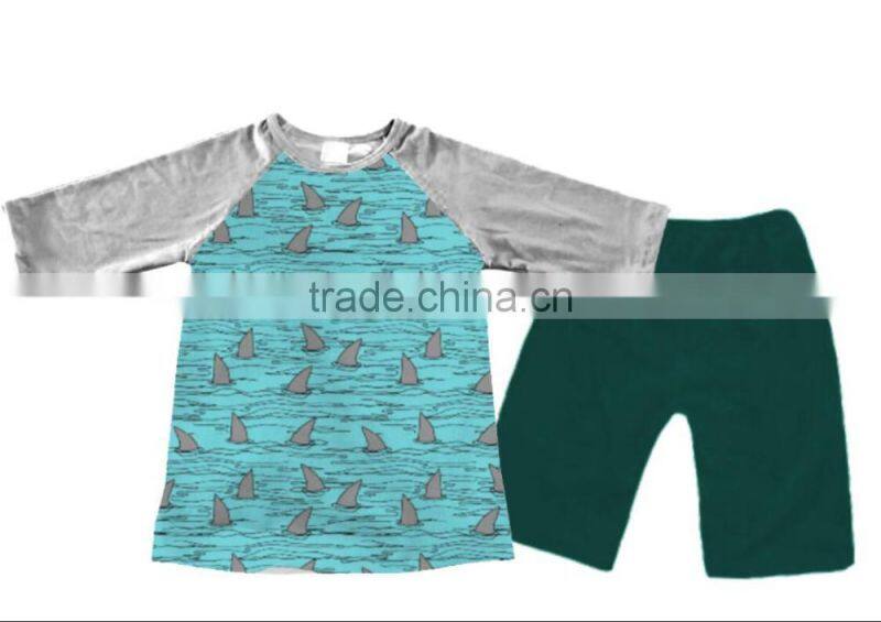 Wholesale China suppliers Girls boys printing clothing shark printing clothing