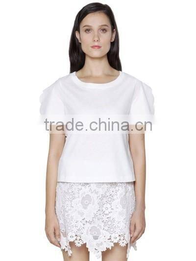 Oem Womens Chiffon Blank T-Shirts Wholesale Short Sleeve Fashion O Neck White T Shirts