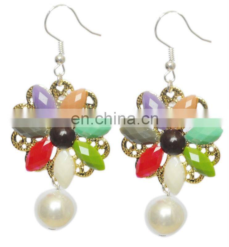 New fashion nice design exquisite crystal pearl dangle earring