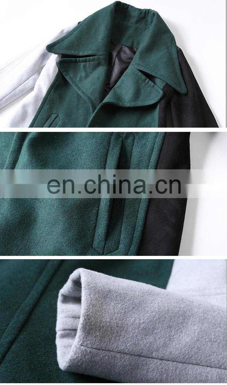 Woolen clothes designs for ladies long mix color wool trench coat