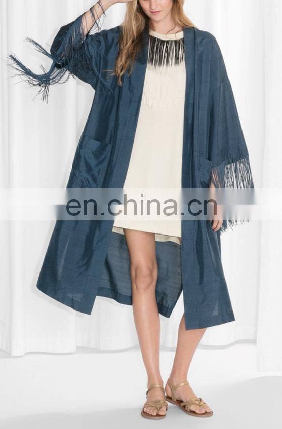 Hot Sale Fringe Silk Robes Kimono For Women
