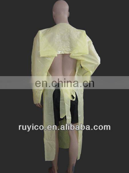 nonwoven CPE disposable surgical/nurse gown uniform with elastic/ties