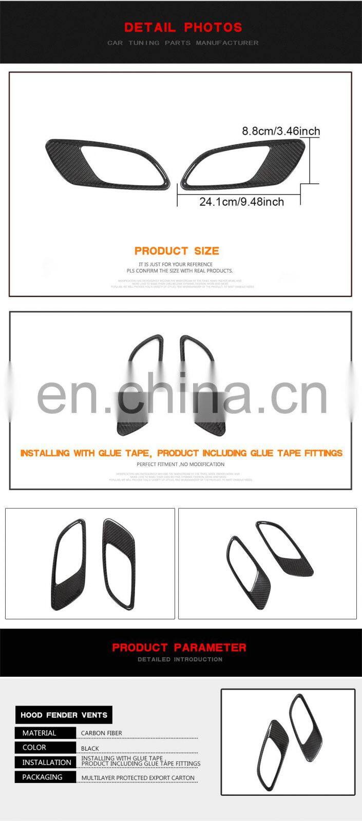 Durable New Dry Carbon Fiber Hood Vents for BMW 3 Series E90 E92 E93 M3 2009 to 2013