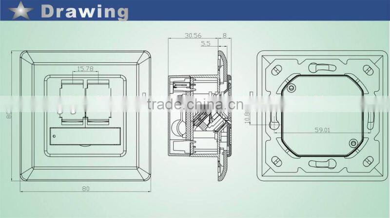 86x86 Cat6 shielded fiber faceplate
