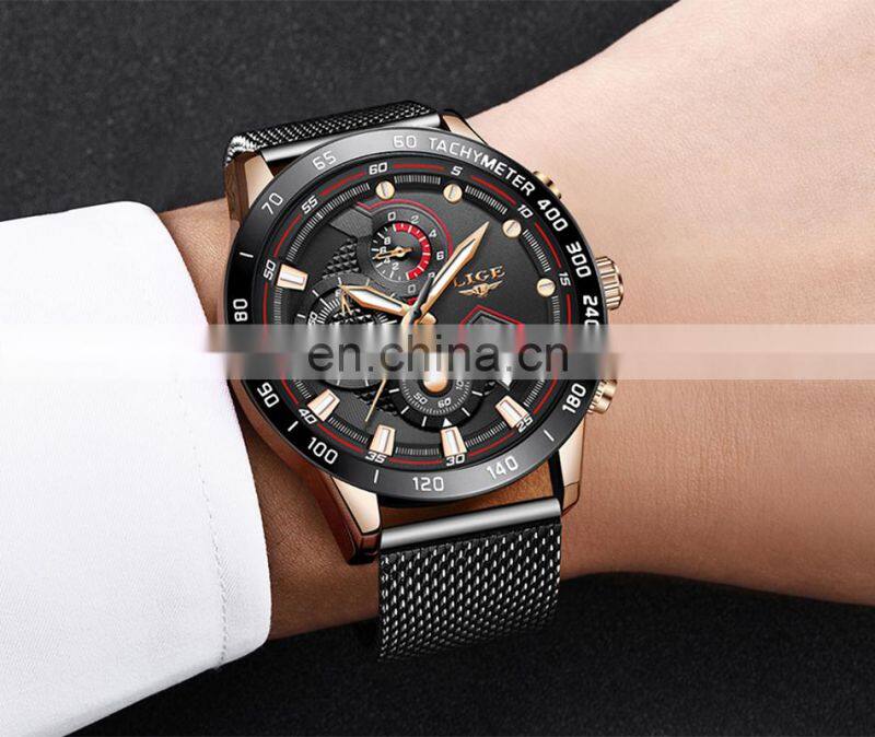 Lige 9929 Brand Mens Quartz Watches Water Resistant Stainless Steel Luxury Reloj Wristwatch Men