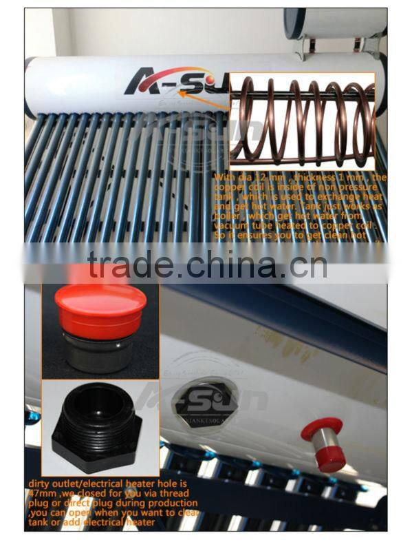 China low cost pre-heating copper coil solar geyser