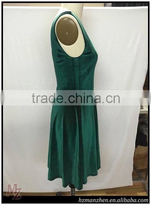 2016 New cheap sexy girls green velvet dress