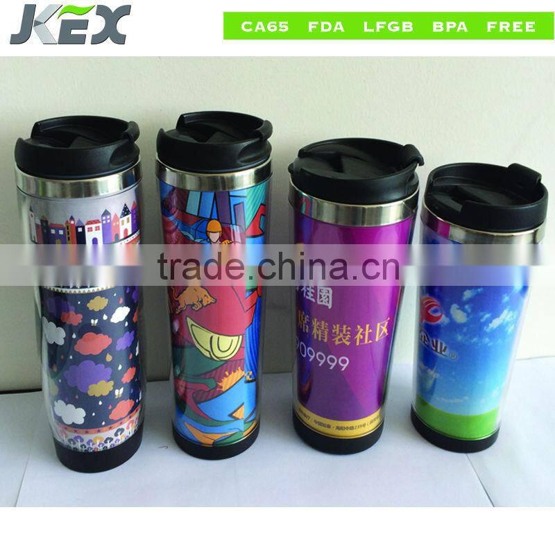 Stainless steel thermal mug with changeable paper insert